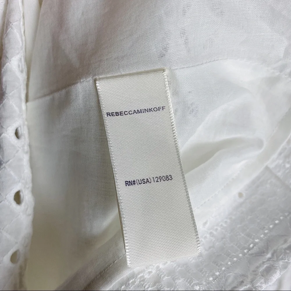 NWT REBECCA MINKOFF Caro Eyelet Ruffle Top White M - Picture 7 of 10